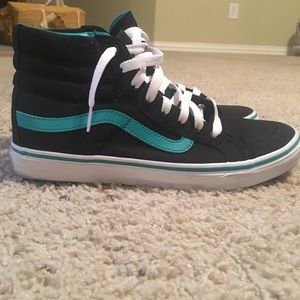 Vans, black and turquoise, size 8.5 lightly used
